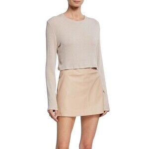 Sablyn Logan nude leather short mini skirt